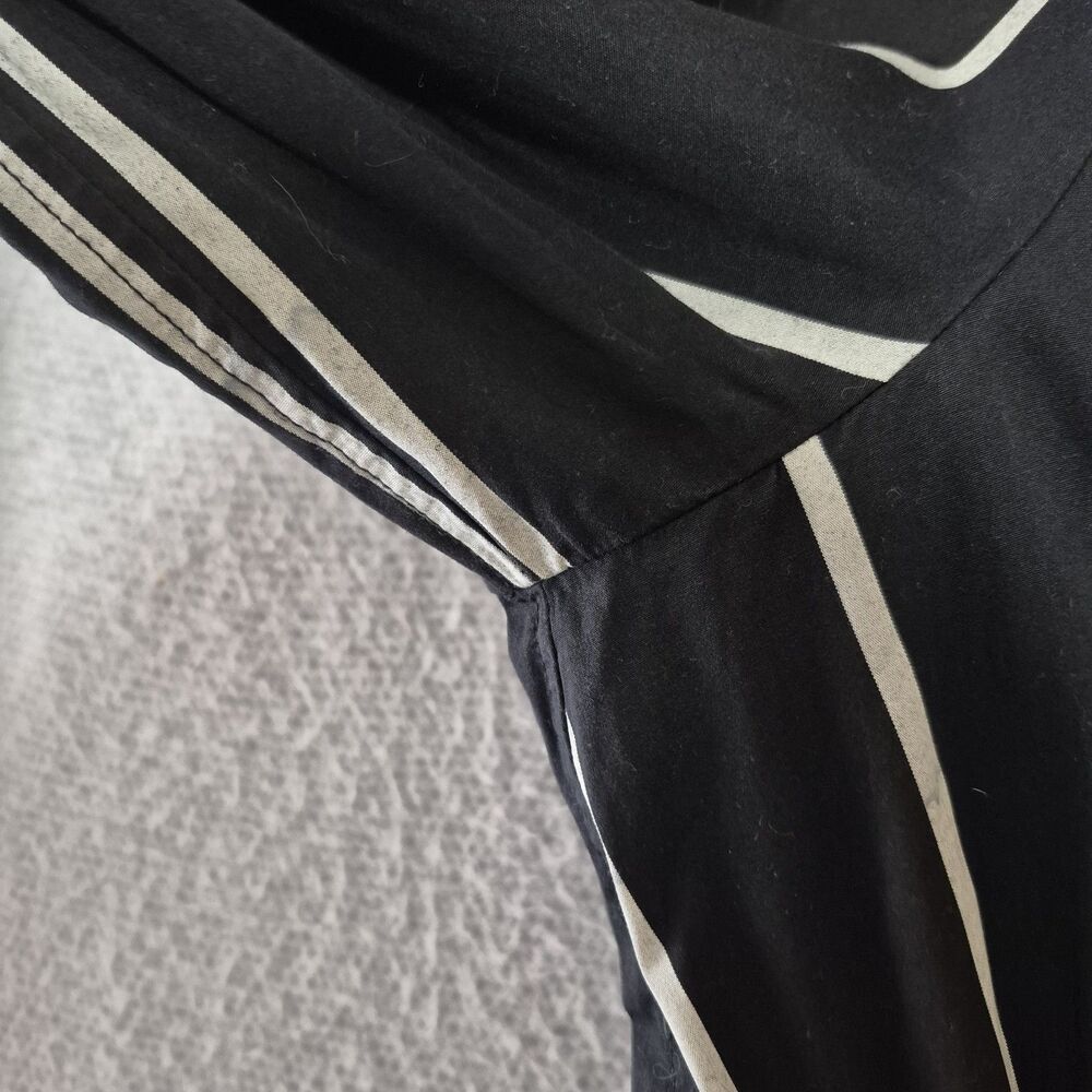 J.Crew Women's Black Stripe Cinched-Waist Cotton Poplin Midi Dress L - Picture 9 of 10
